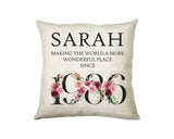 40th Birthday Gift for Women - Personalised 1985 Birthday Cushion Age 40 Gift for Her Ladies Floral Design Mum Daughter Sister Forty BND40C