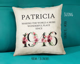 80th Birthday Gift for Women - Personalised 1945 Birthday Cushion Age 80 Gift for Her - Ladies Floral Age Design Mum Nan Gran Eighty BND80C