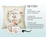 90th Birthday Gift for Women - Personalised 1935 Birthday Cushion Age 90 Gift for Her - Ladies Floral Age Design Mum Nan Gran Ninety BNL90C