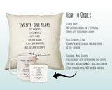 21st Birthday Gift for Men - Personalised Birthday Cushion Age 21 Gift for Him Mens Years Months Weeks Design Son Brother Twenty One BNE21C