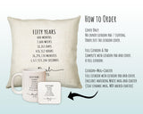 50th Birthday Gift for Men - Personalised Birthday Cushion Age 50 Gift for Him Mens Years Months Weeks Design Son Brother Fifty 1975 BNE50C