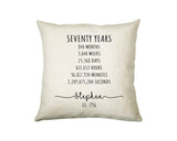 70th Birthday Gift for Men - Personalised Birthday Cushion Age 70 Gift for Him Mens Years Months Weeks Design Dad Grandad Seventy BNE70C