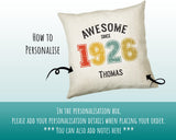 100th Birthday Gift for Men - Personalised Birthday Cushion Age 100 Gift for Him Custom Retro Number Design Dad Grandad Ninety BNG100C