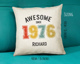 50th Birthday Gift for Men - Personalised Birthday Cushion Age 50 Gift for Him Custom Retro Vintage Number Design Dad Grandad Fifty BNG50C