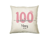 100th Birthday Gift for Women 100 and Fabulous Est 1925 Personalised Birthday Cushion Gift for Her Ladies Pink Design Nan Hundred BNH100C