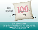 100th Birthday Gift for Women 100 and Fabulous Est 1925 Personalised Birthday Cushion Gift for Her Ladies Pink Design Nan Hundred BNH100C