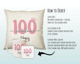 100th Birthday Gift for Women 100 and Fabulous Est 1925 Personalised Birthday Cushion Gift for Her Ladies Pink Design Nan Hundred BNH100C