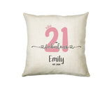 21st Birthday Gift for Women 21 and Fabulous Est 2004 Personalised Birthday Cushion Gift for Her Ladies Pink Design Grand Daughter BNH21C