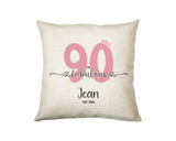 90th Birthday Gift for Women 90 and Fabulous Est 1935 Personalised Birthday Cushion Gift for Her Ladies Pink Design Mum Nanny Ninety BNH90C