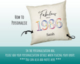 40th Birthday Gift for Women - Personalised 1985 Birthday Cushion Age 40 Gift for Her Ladies Floral Design Mum Daughter Sister Forty BNN40C