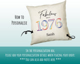 50th Birthday Gift for Women - Personalised 1975 Birthday Cushion Age 50 Gift for Her - Ladies Floral Design Mum Nan Sister Fifty BNN50C