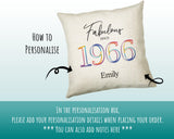 60th Birthday Gift for Women - Personalised 1965 Birthday Cushion Age 60 Gift for Her - Ladies Floral Age Design Mum Nan Gran Sixty BNN60C