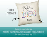 70th Birthday Gift for Women - Personalised 1955 Birthday Cushion Age 70 Gift for Her - Ladies Floral Design Mum Nan Gran Seventy BNN70C