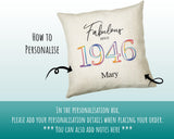 80th Birthday Gift for Women - Personalised 1945 Birthday Cushion Age 80 Gift for Her - Ladies Floral Age Design Mum Nan Gran Eighty BNN80C