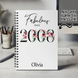 18th Birthday Gift for Her - Personalised Birthday Notebook 2007 Gift for Women - Ladies Floral Design Daughter Sister Eighteen BNC18NB