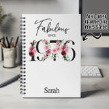 50th Birthday Gift for Women - Personalised Birthday Notebook 1975 Gift for Her - Ladies Floral Design Mum Daughter Nan Fifty BNC50NB