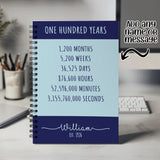 100th Birthday Gift for Men - Personalised Birthday Notebook 1925 Gift for Him Year Month Week Design Notepad Dad Grandad One Hundred BNE100