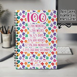 100th Birthday Gift for Her - Personalised Birthday Notebook Age 100 Gift for Women Ladies Floral Design Mum Nan Grandma Hundred BNF100NB