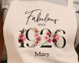 100th Birthday Gift for Women - Personalised Apron Happy Birthday 1925 100 Gift for Her - Ladies Floral Design Mum Nan Nanny Hundred BNC100