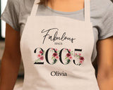 21st Birthday Gift for Her - Personalised Apron Happy Birthday Age 21 Gift for Women - Ladies Floral Design Daughter Niece Eighteen BNC21AP