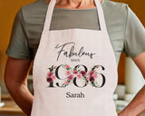 40th Birthday Gift for Her - Personalised Apron Happy Birthday 1985 40 Gift for Women - Ladies Floral Design Daughter Niece Forty BNC40AP