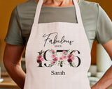 50th Birthday Gift for Women - Personalised Apron Happy Birthday Age 30 Gift for Her - Ladies Floral Design Daughter Niece Fifty BNC50AP