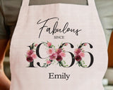 60th Birthday Gift for Women - Personalised Apron Happy Birthday 1965 60 Gift for Her - Ladies Floral Design Daughter Niece Sixty BNC60AP
