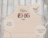 80th Birthday Gift for Women - Personalised Apron Happy Birthday 1945 80 Gift for Her - Ladies Floral Design Mum Nan Nanny Eighty BNC80AP