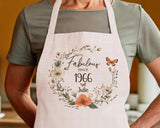 60th Birthday Gift for Women - Personalised Apron Fabulous Since 1965 Gift for Her - Ladies Floral Butterfly Design Mum Nan Sixty BNL60