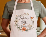 80th Birthday Gift for Women - Personalised Apron Fabulous Since 1945 Gift for Her - Ladies Floral Butterfly Design Mum Nan Eighty BNL80