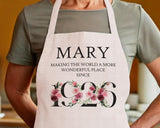 100th Birthday Gift for Women - Personalised Apron Wonderful Since 1925 100 Gift for Her - Ladies Floral Design Mum Nanny Nan Hundred BND100