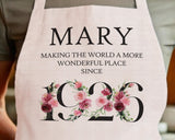 100th Birthday Gift for Women - Personalised Apron Wonderful Since 1925 100 Gift for Her - Ladies Floral Design Mum Nanny Nan Hundred BND100