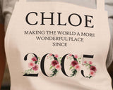 21st Birthday Gift for Her - Personalised Apron Since 2004 21 Gift for Women - Ladies Floral Design Daughter Niece Twenty One BND21AP