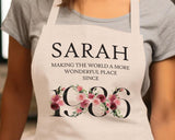 40th Birthday Gift for Women - Personalised Apron Wonderful Since 1985 40 Gift for Her - Ladies Floral Design Daughter Mum Forty BND40AP