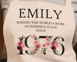 50th Birthday Gift for Women - Personalised Apron Wonderful Sincey 1975 50 Gift for Her - Ladies Floral Design Daughter Mum Fifty BND50AP
