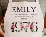 50th Birthday Gift for Women - Personalised Apron Wonderful Sincey 1975 50 Gift for Her - Ladies Floral Design Daughter Mum Fifty BND50AP