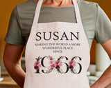 60th Birthday Gift for Women - Personalised Apron Happy Birthday 1965 60 Gift for Her - Ladies Floral Design Daughter Niece Sixty BND60AP