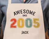 Personalised Apron for Mens 21st Birthday Gift for Him - Awesome Since 2004 21 Man Gift Retro Year Design Son Brother Dad Twenty One BNG21