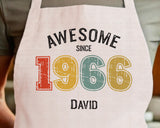 Personalised Apron for Mens 60th Birthday Gift for Him - Awesome Since 1965 60 Man Gift - Retro Year Design Son Brother Dad Sixty BNG60