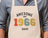 Personalised Apron for Mens 60th Birthday Gift for Him - Awesome Since 1965 60 Man Gift - Retro Year Design Son Brother Dad Sixty BNG60