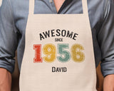 Personalised Apron for Mens 70th Birthday Gift for Him - Awesome Since 1955 70 Man Gift - Retro Year Design Son Brother Dad Seventy BNG70