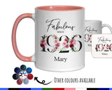 100th Birthday Gift for Women - Fabulous Since 1925 Personalised Coffee Mug Coaster 100 Gift for Her - Ladies Floral Design Nan Gran BNC100M