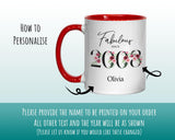 18th Birthday Gift for Her - Fabulous Since 2007 Personalised Coffee Mug Coaster Age 60 Gift for Women Ladies Floral Design Daughter BNC18M