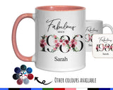 40th Birthday Gift for Women - Fabulous Since 1985 Personalised Coffee Mug Coaster Age 40 Gift for Her - Ladies Floral Design Mum Nan BNC40M