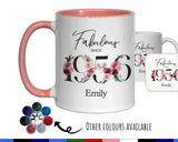 70th Birthday Gift for Women - Fabulous Since 1955 Personalised Coffee Mug Coaster Age 70 Gift for Her - Ladies Floral Design Mum Nan BNC70M
