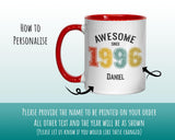 30th Birthday Gift for Men - Awesome Since 1995 Personalised Coffee Mug Coaster Age 30 Gift for Him - Retro Number Design Son Brother BNG30M