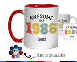 40th Birthday Gift for Men - Awesome Since 1985 Personalised Coffee Mug Coaster Age 40 Gift for Him - Retro Number Design Dad Son BNG40M