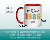 40th Birthday Gift for Men - Awesome Since 1985 Personalised Coffee Mug Coaster Age 40 Gift for Him - Retro Number Design Dad Son BNG40M