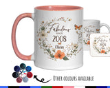 18th Birthday Gift for Her - Fabulous Since 2007 Personalised Mug Coaster Age 18 Gift for Women Ladies Floral Butterfly Daughter Girl BNL18M