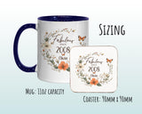 18th Birthday Gift for Her - Fabulous Since 2007 Personalised Mug Coaster Age 18 Gift for Women Ladies Floral Butterfly Daughter Girl BNL18M